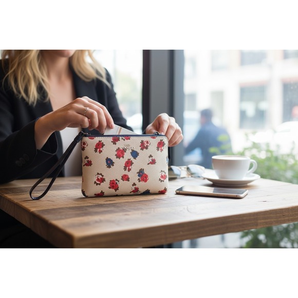 Coach CROSSBODY IN TEA ROSE FLORAL COATED CANVAS F57628 W/ Matching Wallet - Picture 3 of 16